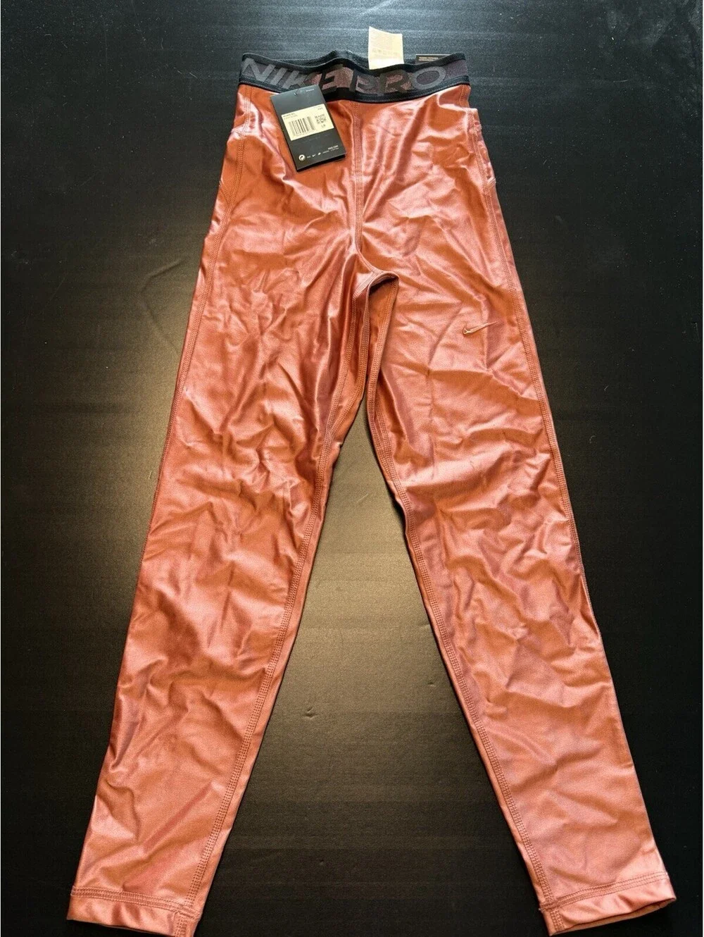 Nike Pro Metallic Cool Rose High-Waisted 7/8 Training Tights DA0570-691 Size XXS